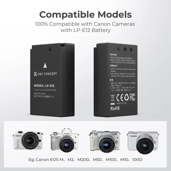 K&F Concept LP-E12 Dual Charger Kit with 2 Batteries