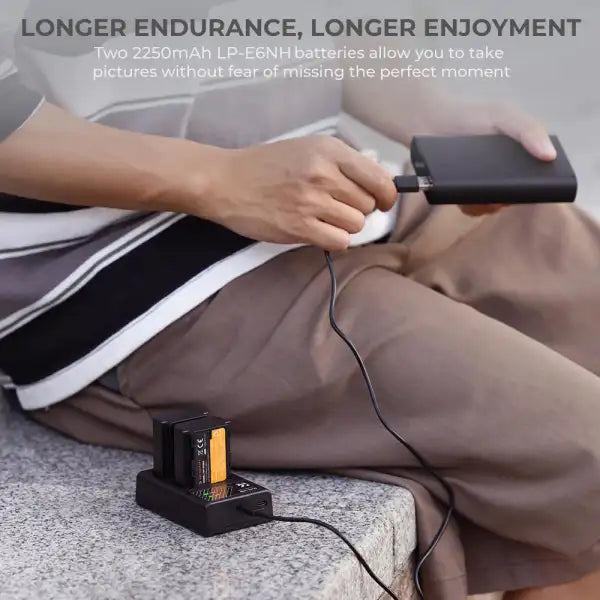 K&F Concept LP-E6NH Dual Charger Kit with 2 Batteries