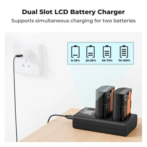 K&F Concept LP-E6P Dual Charger Kit with 2 Batteries