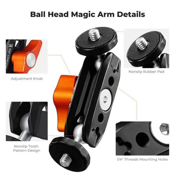 K&F Concept Magic Arm Mini Basic with Dual 1/4" Threads