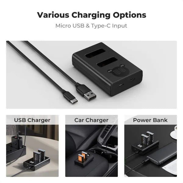 K&F Concept NB-13L Dual Charger Kit with 2 Batteries