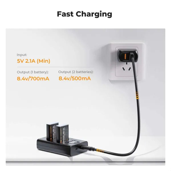 K&F Concept NB-13L Dual Charger Kit with 2 Batteries