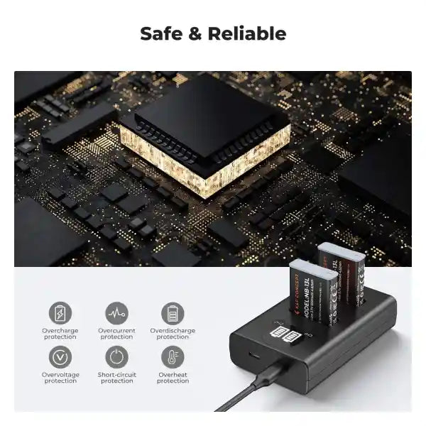 K&F Concept NB-13L Dual Charger Kit with 2 Batteries