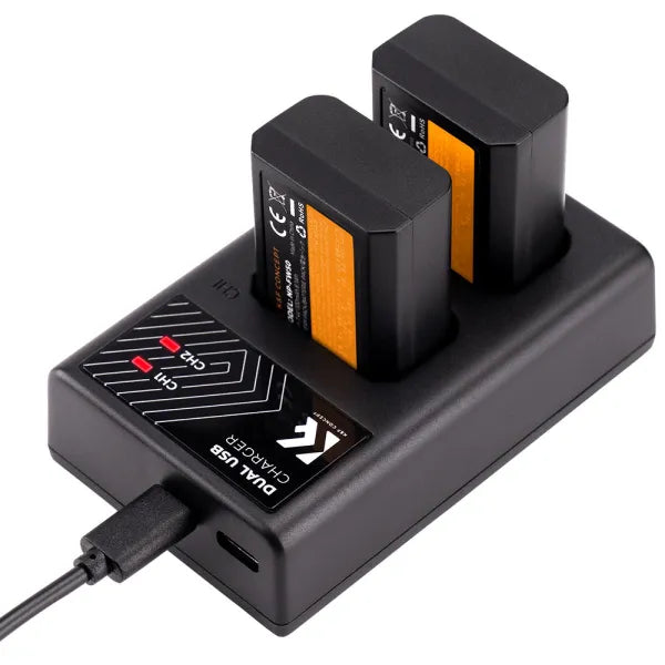 K&F Concept NP-FW50 Dual Charger Kit with 2 Batteries