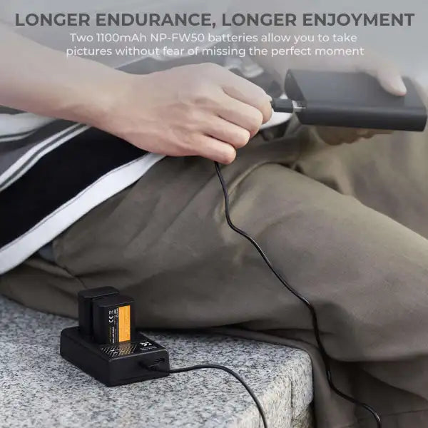 K&F Concept NP-FW50 Dual Charger Kit with 2 Batteries