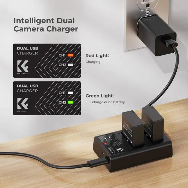 K&F Concept NP-W126 Dual Charger Kit with 2 Batteries