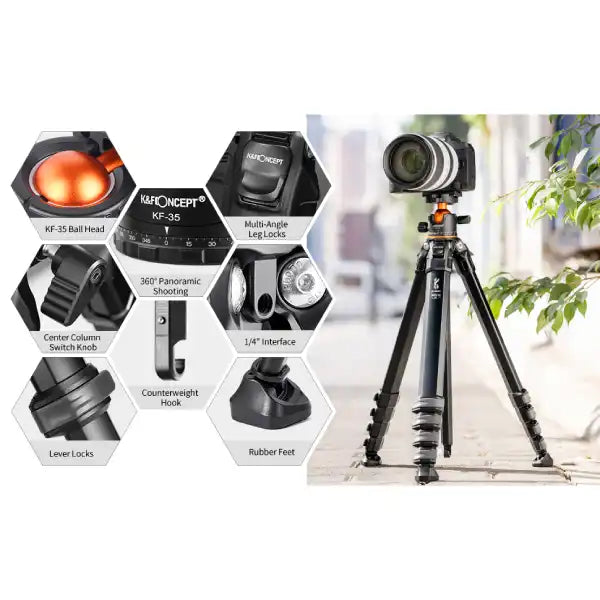 K&F Concept Pro-Traveler Tripod with 35mm Ball Head Kit