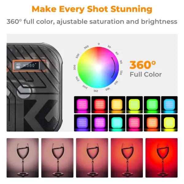 K&F Concept RGB Full Colour Portable Video Light (2500 to 9900K)