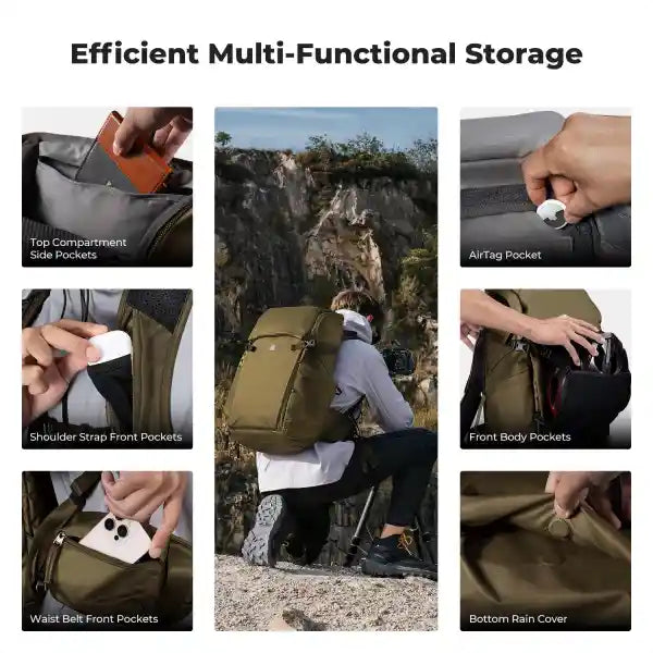 K&F Concept Star Wander 30L Camera Backpack (Khaki)