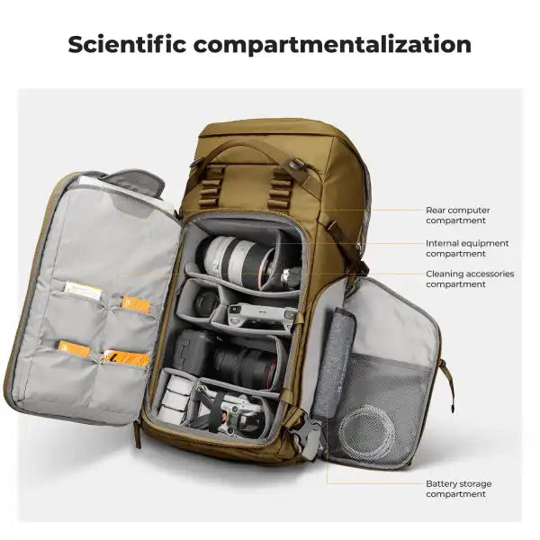 K&F Concept Star Wander 40L Camera Backpack (Dark Beige)