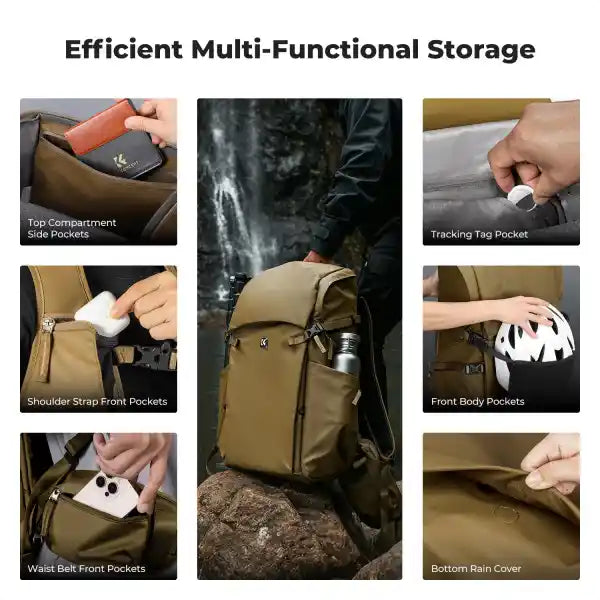 K&F Concept Star Wander 40L Camera Backpack (Dark Beige)