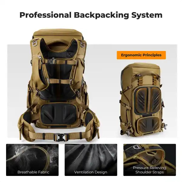 K&F Concept Star Wander 40L Camera Backpack (Dark Beige)