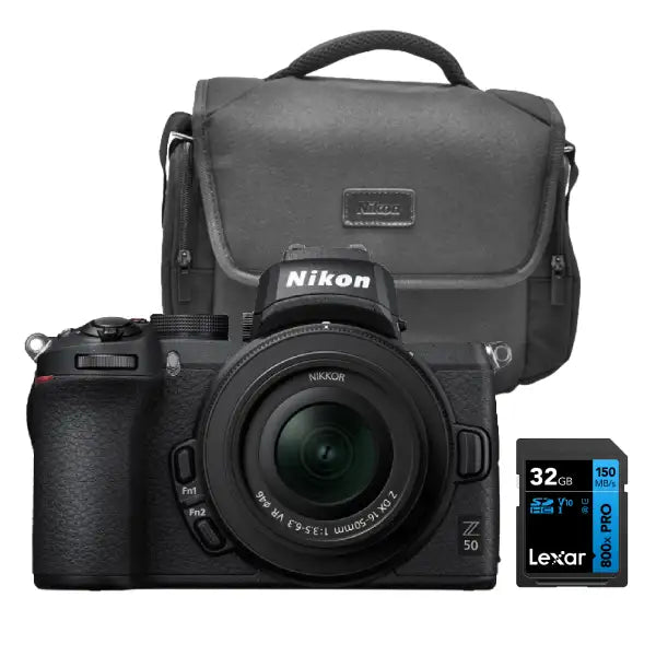 Nikon Z50 Mirrorless Camera with 16-50mm VR Lens (Nikon Bag + 32GB SD Card)