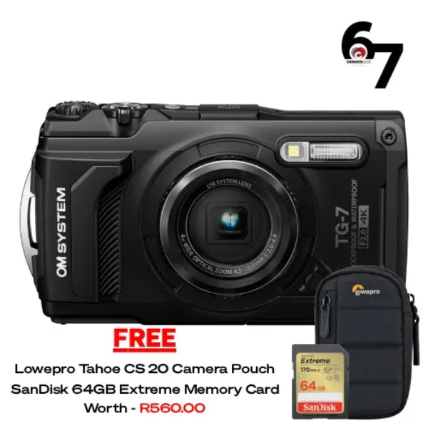 OM SYSTEM Tough TG-7 Digital Camera Bundle (Black)