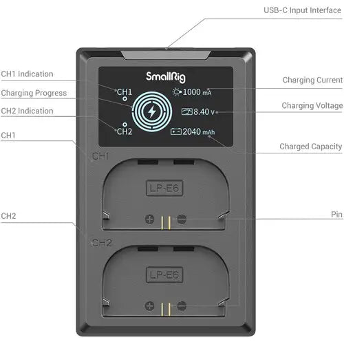 SmallRig LP-E6NH Dual Charger Kit with 2 Batteries