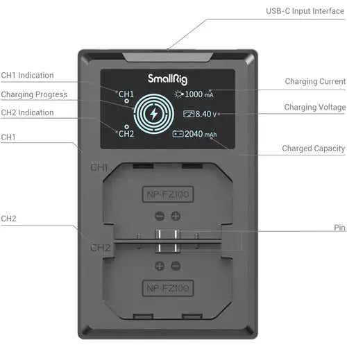 SmallRig NP-FZ100 Dual Charger Kit with 2 Batteries